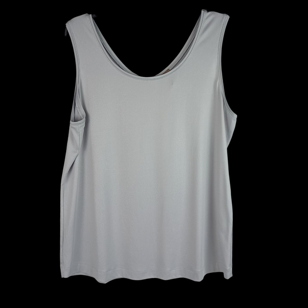 Chico's Womens XL Silver Shimmer Sleeveless Vneck Stretch Casual Tank Top